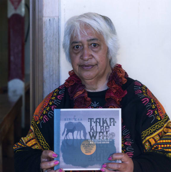Keri Kaa with her winning book, Taka Ki Ro Wai.