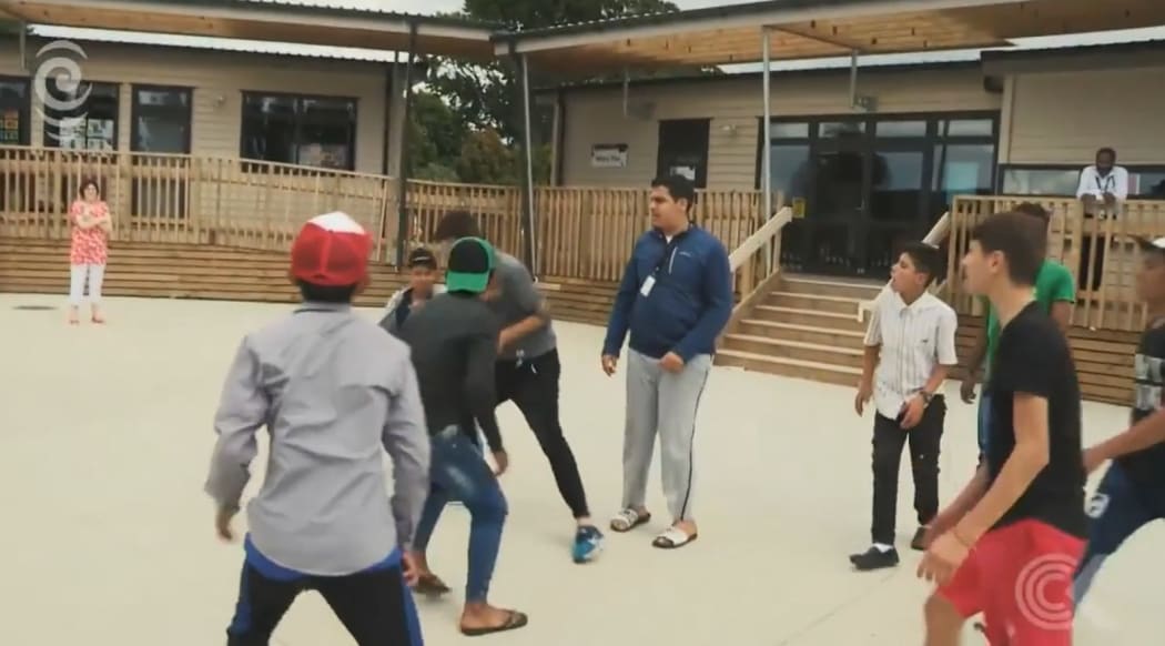 Refugees play at the Mangere Refugee Resettlement Centre.