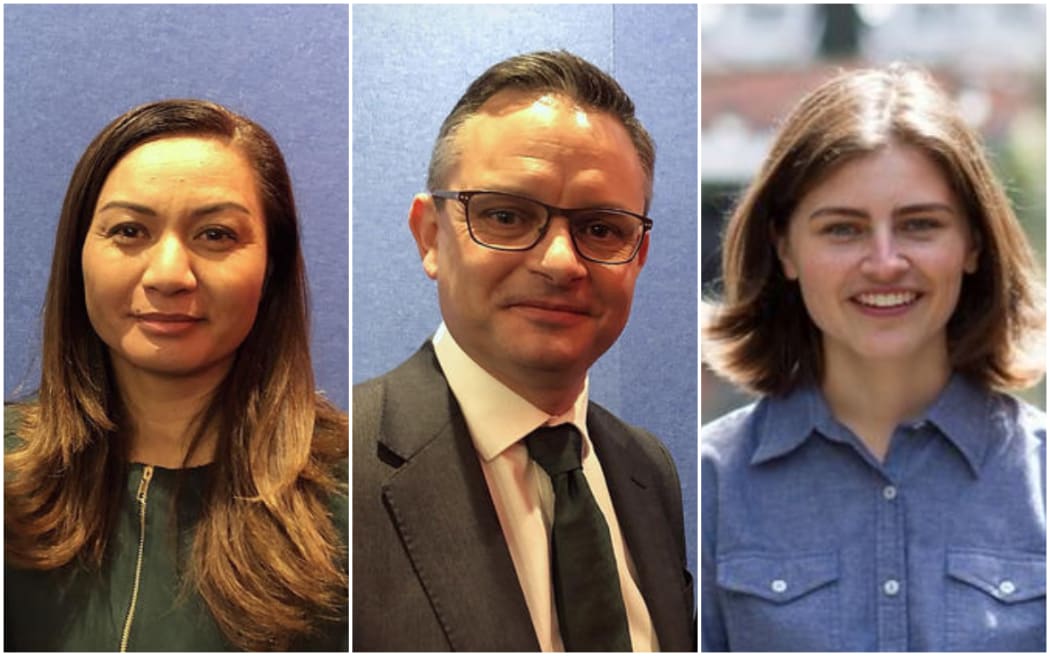 Green Party co-leaders Marama Davidson and James Shaw and MP Chlöe Swarbrick