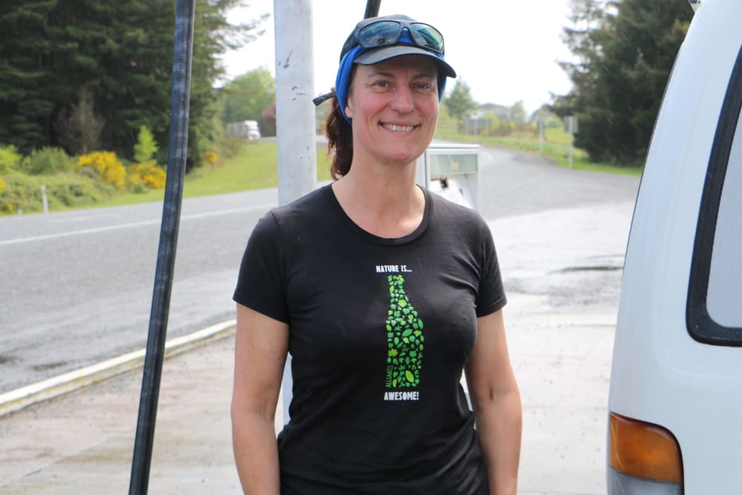 Mandy Burkitt fills up her car's tank at Ātiamuri Gull Station.