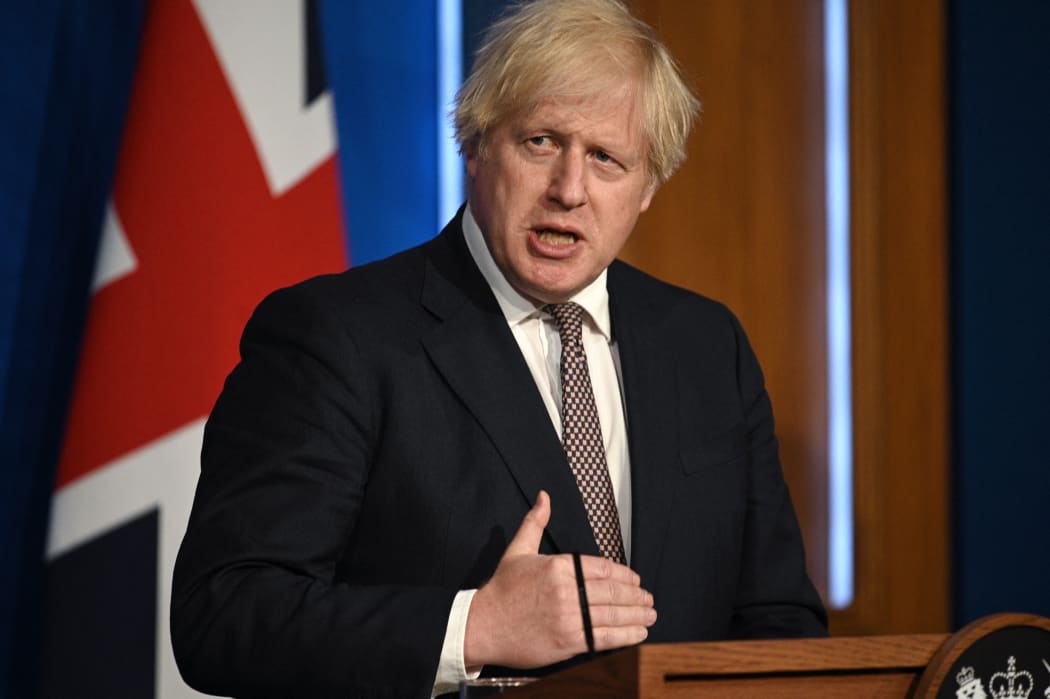 Britain's Prime Minister Boris Johnson gives an update on relaxing restrictions imposed on the country during the coronavirus Covid-19 pandemic at a virtual press conference at Downing Street on 5 July 2021.