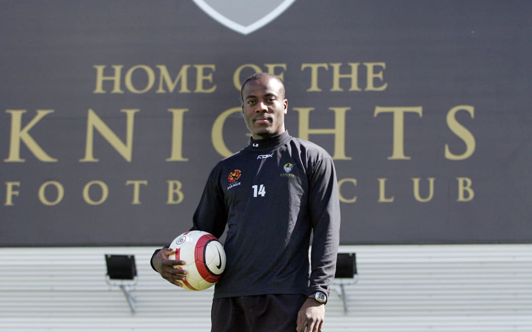 Malik Buari poses for a photograph during the New Zealand Knights training session.