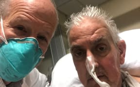 Surgeon Dr Bartley Griffith and patient David Bennett. Bennett is the first person in the world to get a heart transplant from a genetically-modified pig