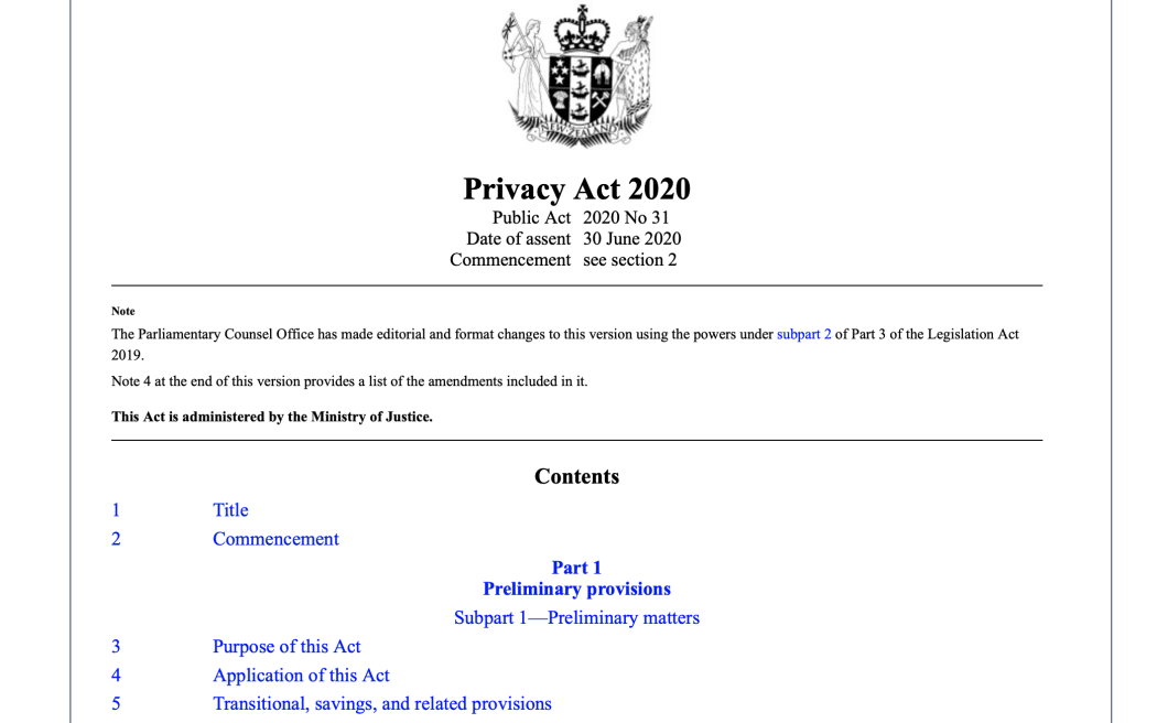 The Privacy Act 2020.