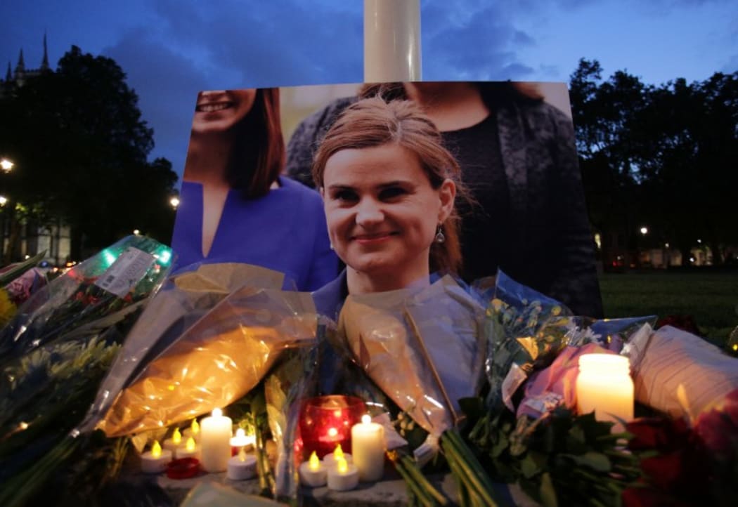 A tribute to Jo Cox in Parliament Square in London.