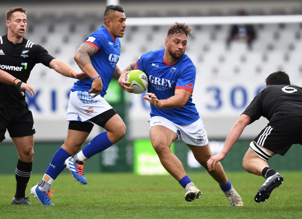 Manu Samoa captain Jack Lam takes the ball up v NZ Heartland XV