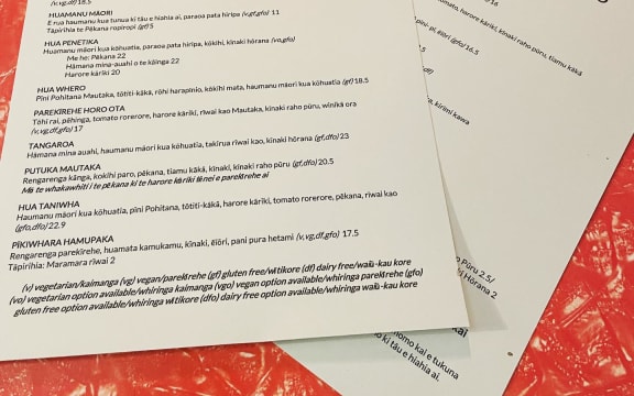 Modaks Espresso's menue in te reo Māori.