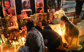 Memory board for victims of Christchurch mosque massacre.