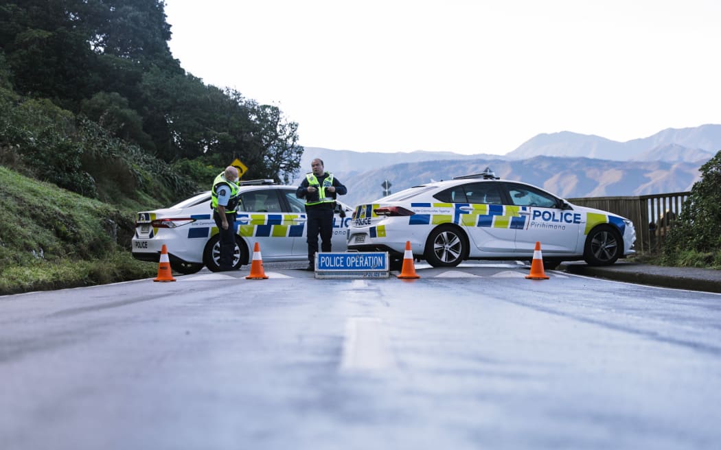 Police have set up a cordon at Scorching Bay, just on the outskirts of the occupation at Mahanga Bay