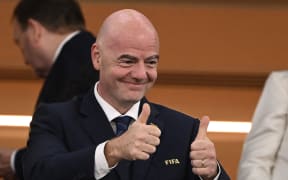 FIFA President Gianni Infantino gives thumbs-up during the Qatar 2022 World Cup
