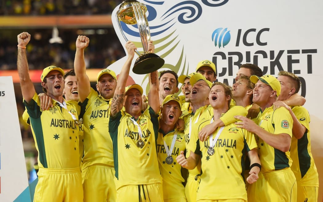 Australia celebrate winning the ICC Cricket World Cup Final.