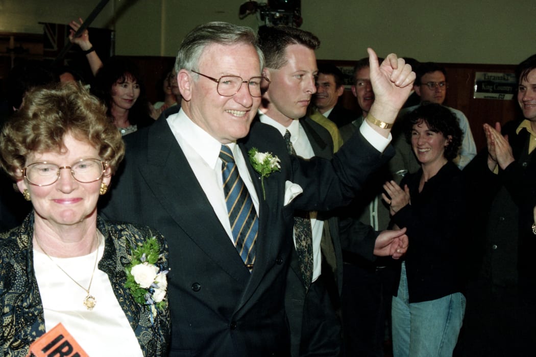 Jim Bolger on election night, 1996.