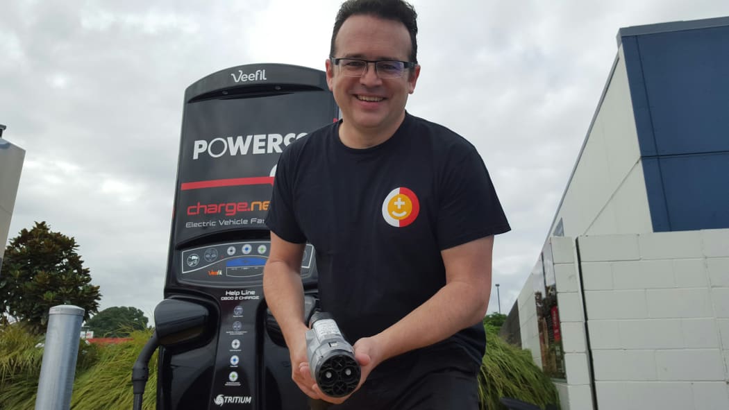 ChargeNet managing director Steve West with the electric charger.