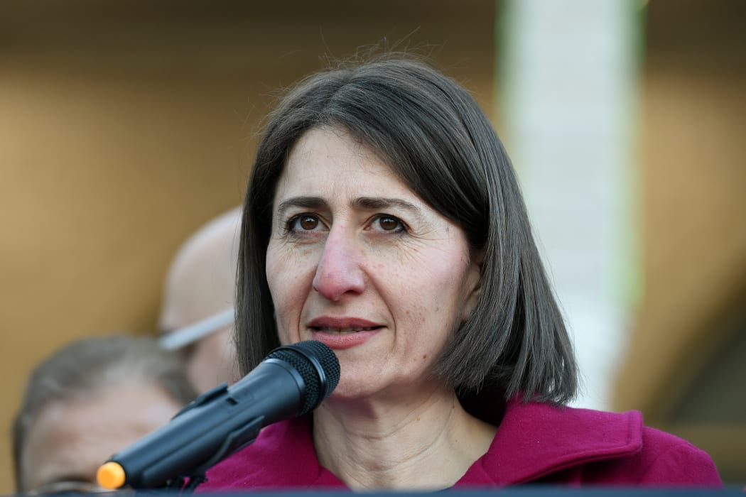 New South Wales' Premier Gladys Berejiklian speaks to Muslims at the Lekamba mosque after an Eid al-Fitr prayer in western Sydney on June 25, 2017.