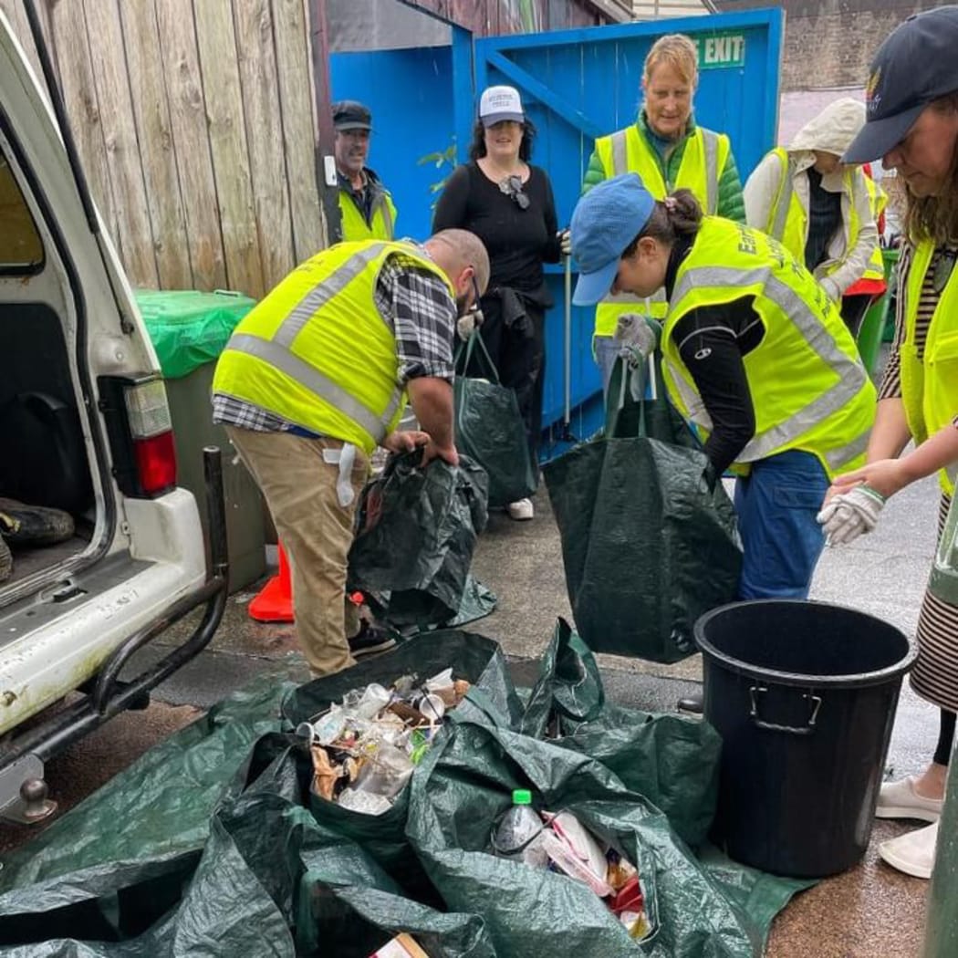 The cleanup crew collected, sorted, washed and recycled the trash.