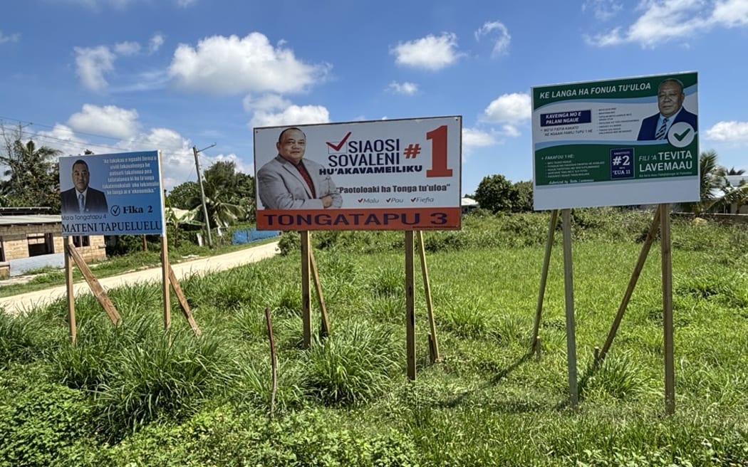 Candidate elections signs for Tonga 2025 general election. Nuku'alofa. Nov 18 2025.