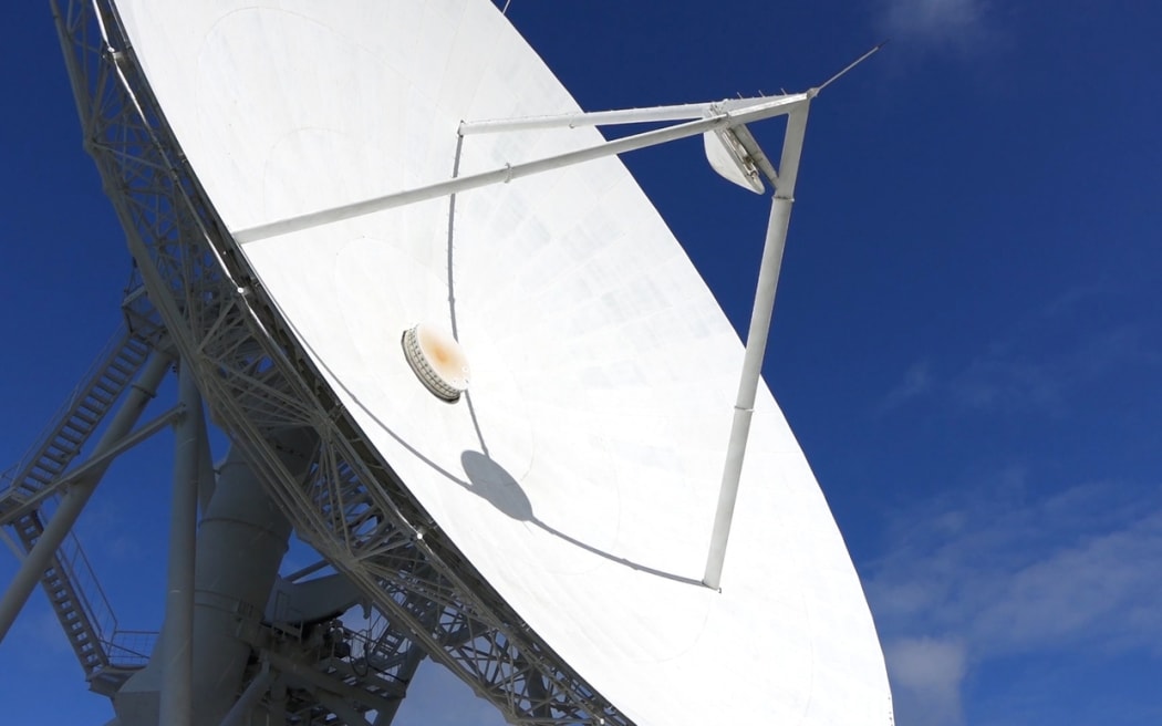 The 30 metre radio telescope dish at Warkworth operated by AUT University's Institute for Radio Astronomy and Research.