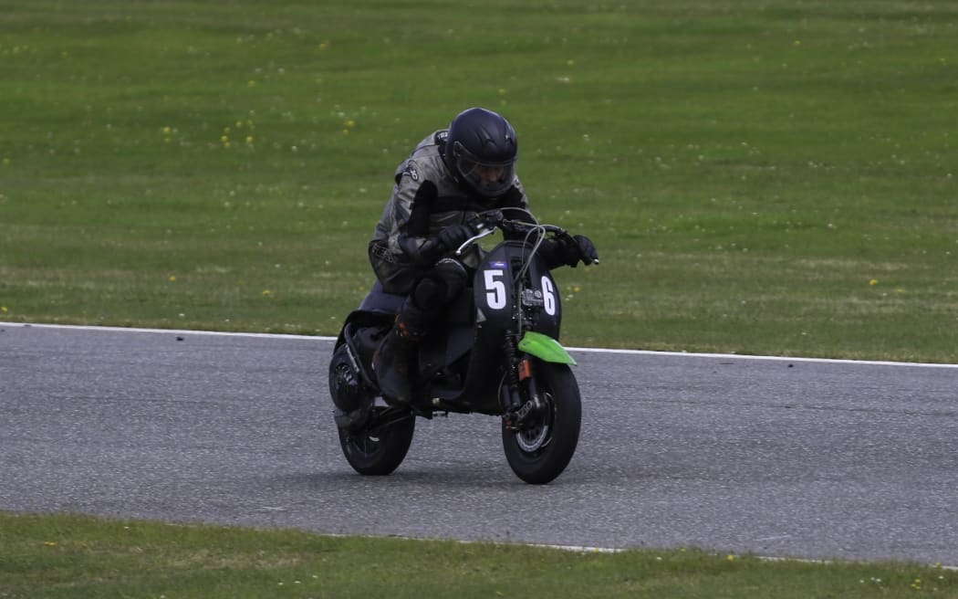 Iain Footict in action on his Mad Max inspired Vespa.