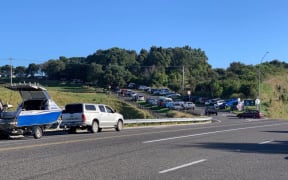 People evacuating to higher ground in Ōhope.