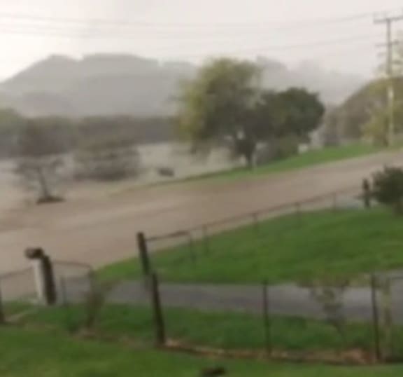 Flooding on Riverview Road in Huntly.