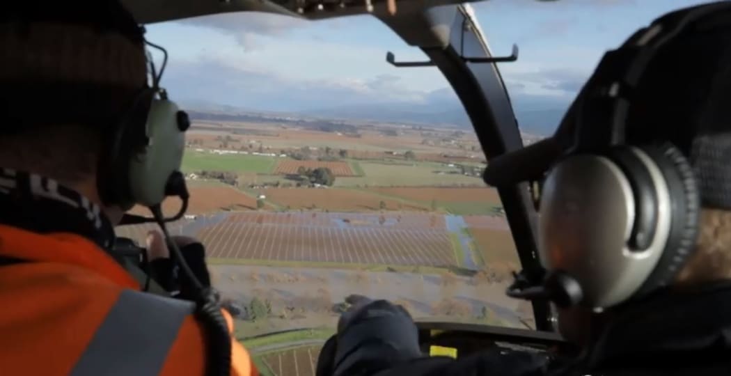 Marlborough Helicopters flew over floodwaters on Sunday to survey the damage for Marlborough District Council.
