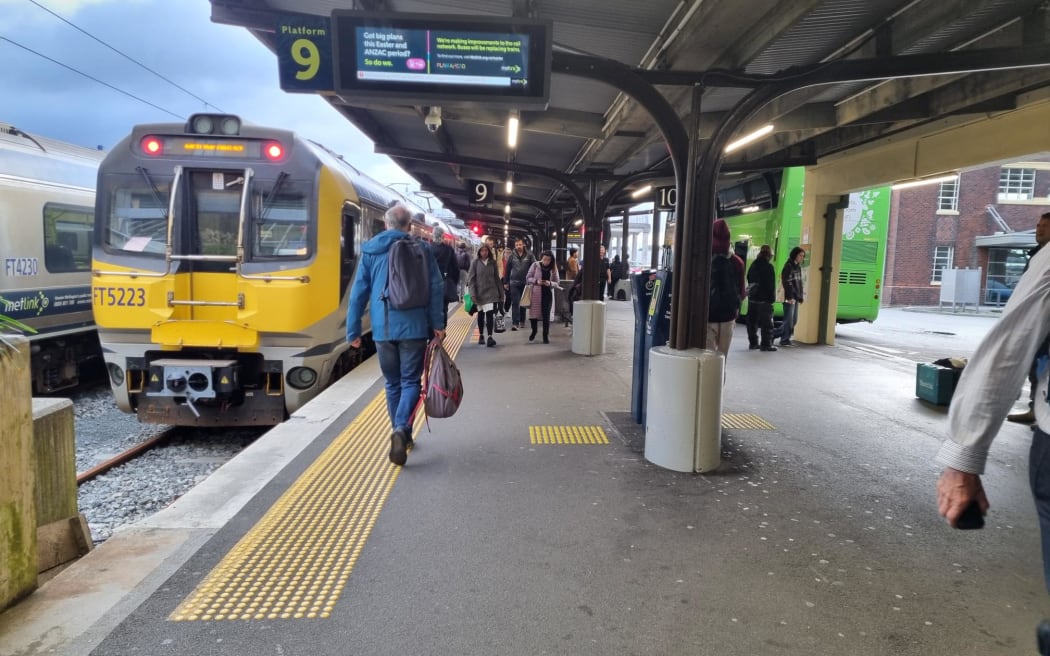 Commuters arriving at Wellington Train Station on the Kapiti line.