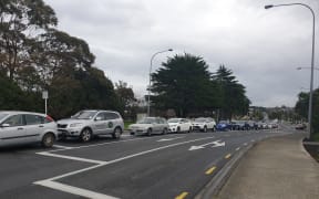 In Northcote, cars were bumper to bumper as congestion built around College Rd, where there is a Covid-19 testing site.