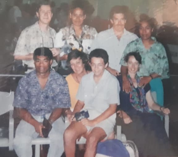 Pacific students from Gil Layt's flying school with Sue and Julian Layt