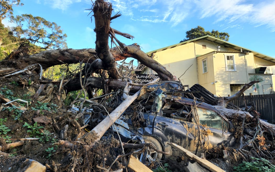 Damage can be seen all along Motutara Road.