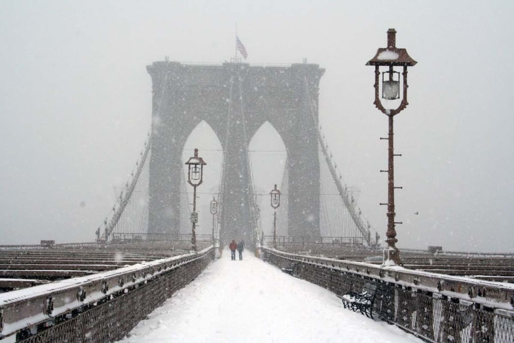 Brooklyn Bridge in the snow