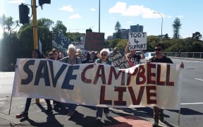 A rally in Auckland to support Campbell Live.