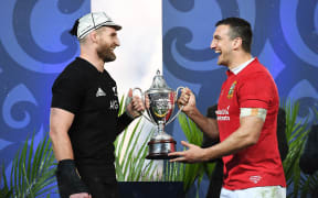 All Blacks captain Kieran Read and Lions captain Sam Warburton after the drawn series, 2017.