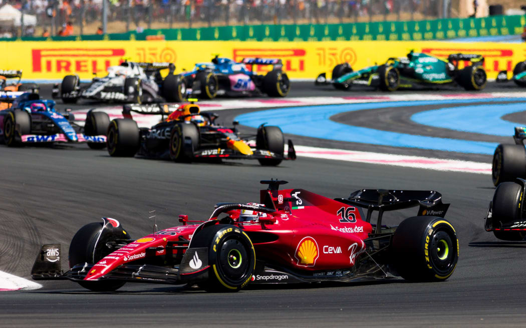 Charles Leclerc of Ferrari leads the 2022 French Grand Prix.
