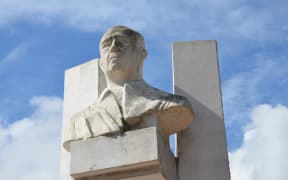 A statue of Pouvana a Oopa in French Polynesia