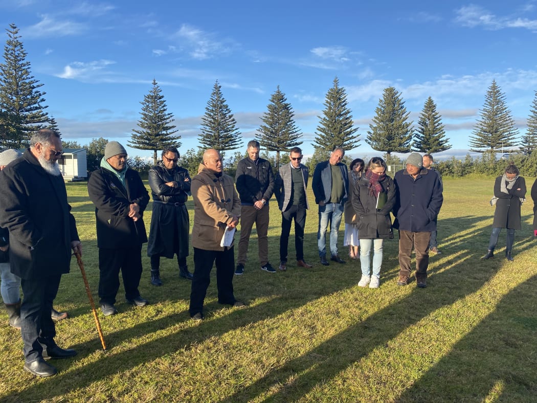 People of Ngāi Tāwhiri gathered with Mayor Rehette Stoltz and the Gisborne District Council for a blessing at the site of the Kiwa Pools