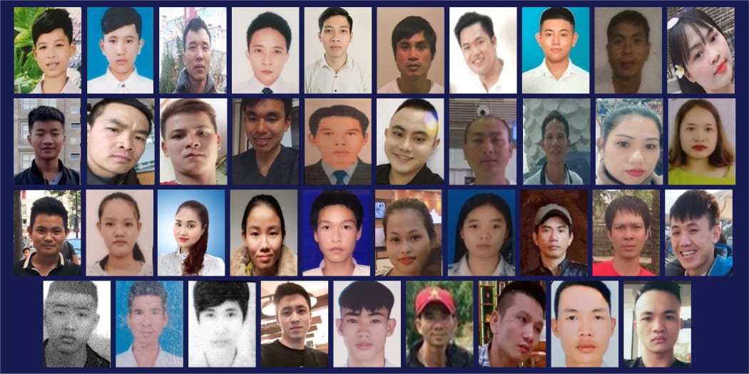The 39 victims who died in the back of a truck being smuggled from Vietnam into the UK, in 2019.