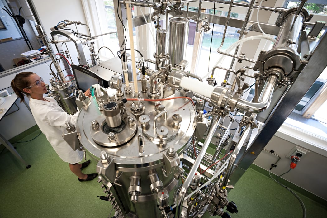 A biofermentation system housing bacteria that can take human waste treated by wet oxidation and convert it into bioplastic.