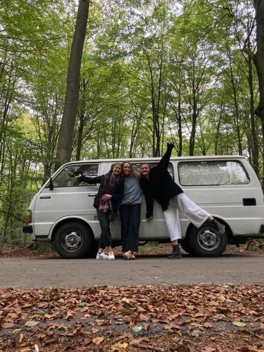 "Meg" and friends in front of their van.