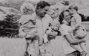 Gavin and Rosie Dowling with their children, from left Digby, 2, Olive, 9 months and Harry, 4.