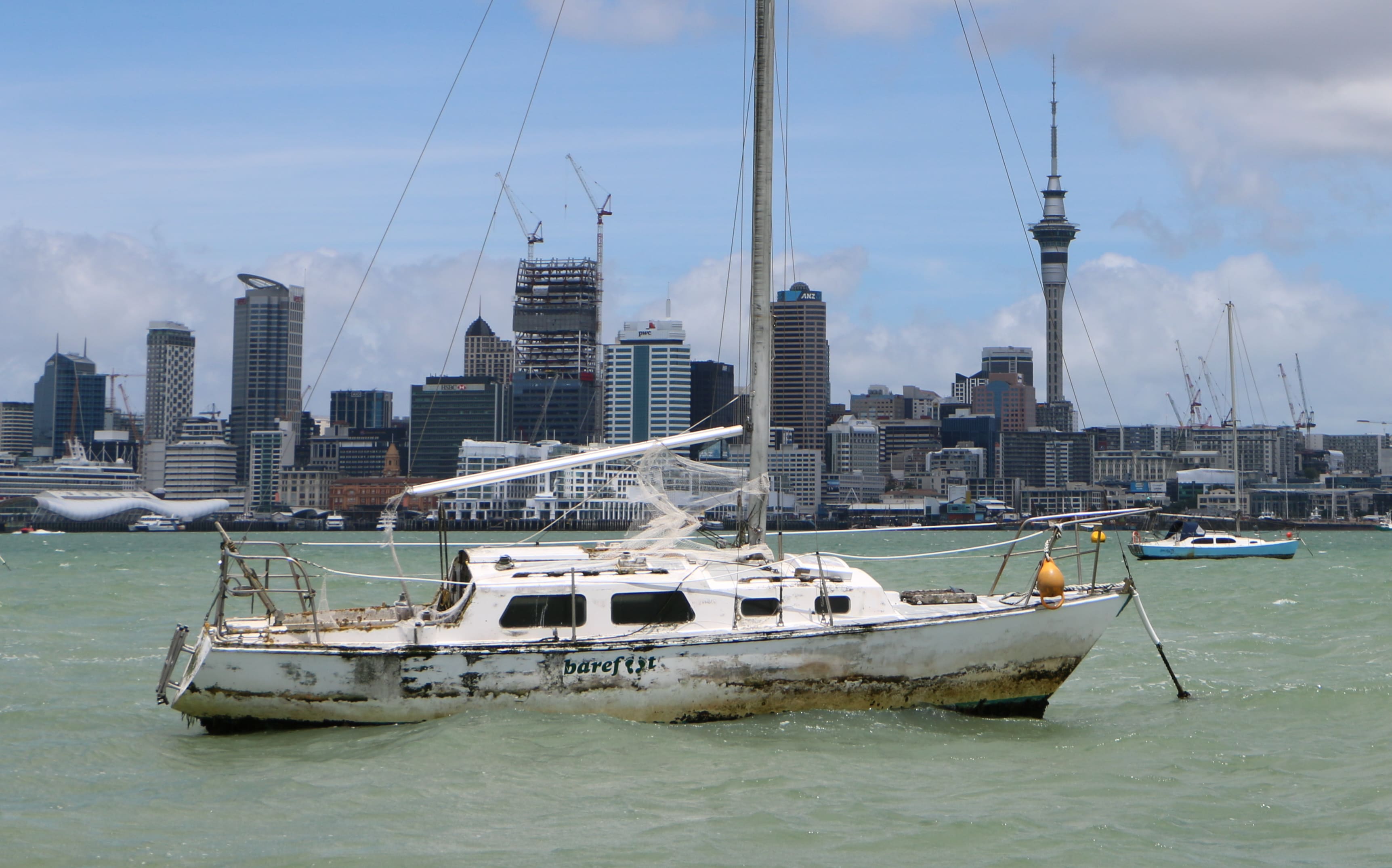 An abandoned boat in the Waitemata harbour