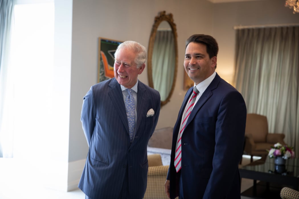 Prince Charles with Opposition Leader Simon Bridges.