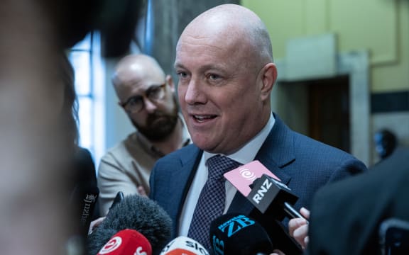 Prime Minister Christopher Luxon answers questions from journalists at Parliament, 20 March 2024.