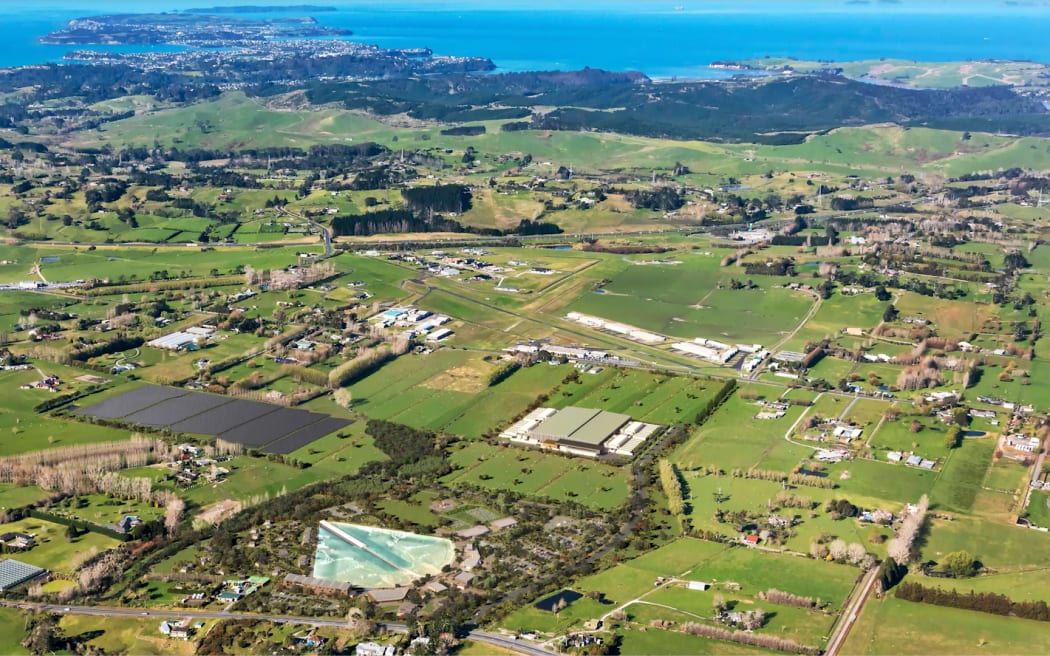 A mock-up of the new wavepark facility planned for Auckland's North Shore.