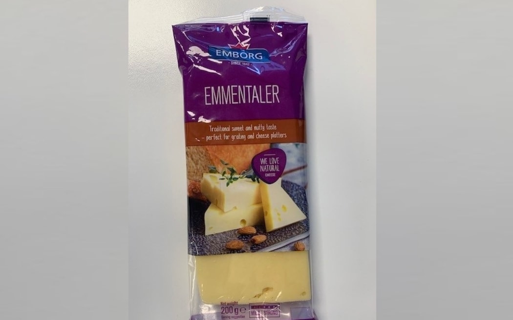 The 200-gram packet of Emborg Emmentaler cheese that is the subject of the recall.
