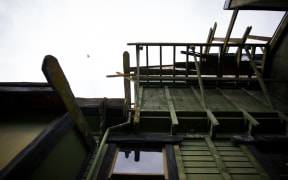 An exterior shot of Tapu Te Ranga marae. 95 percent of the marae was made from recycled materials.