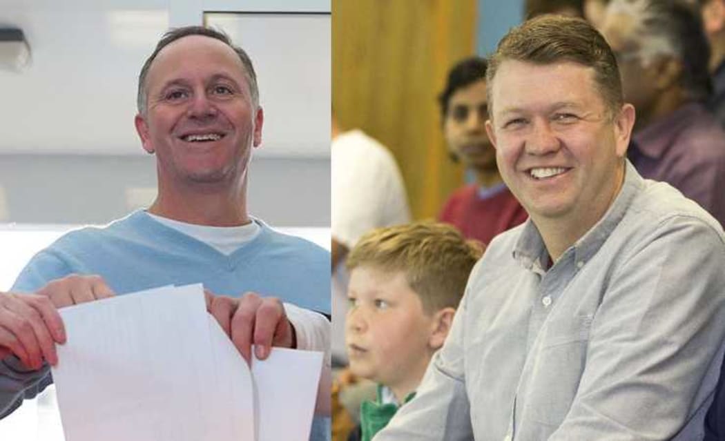 John Key and David Cunliffe on election day.