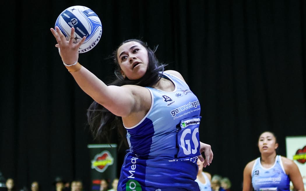 The Mystics' Sophia Lafaialiil during the Magic vs Mystics ANZ Premiership match at Globox Arena, Hamilton, New Zealand, on Saturday 21 June 2025. 
© Mandatory credit: DJ Mills / www.photosport.nz
© Mandatory credit: DJ Mills / www.photosport.nz