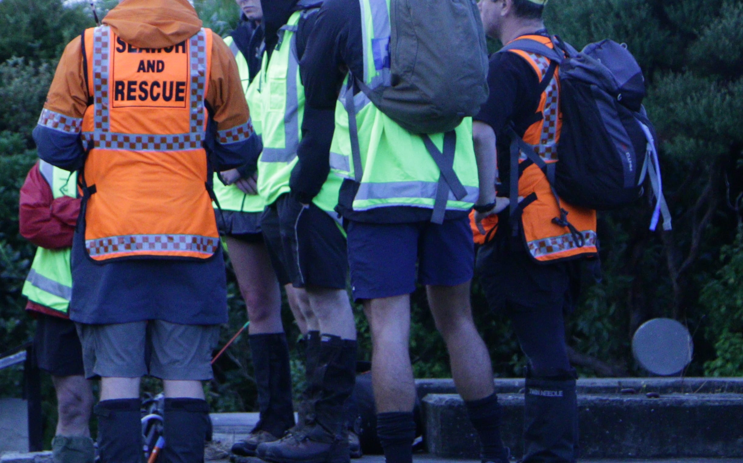 Police and volunteer search and rescue staff preparing to search for missing Auckland woman Kim Bambus.