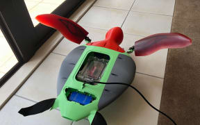 The robot turtle used to test a prosthetic fin.