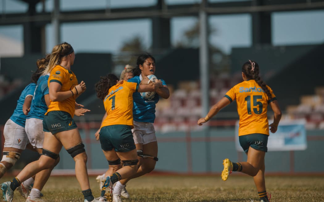 Action from the Manusima and Australia A clash in Apia, on Monday evening.